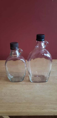 two craft glass bottles, 8inch and 7 inch, $5.00 for both