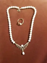 26 Pearl Necklace With Gold and Diamond & Ring