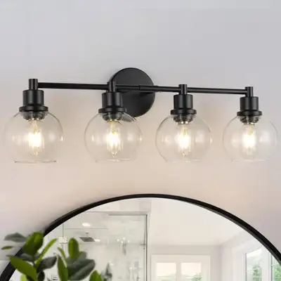 【Classic Globe and Modern Design】This bathroom lights over the mirror combines a high-quality metal...