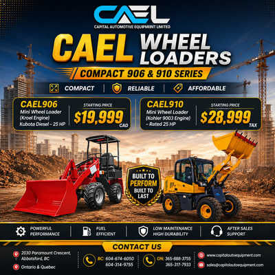 New CAEL Diesel Wheel Loaders 906 & 910 19,999 CAEL compact wheel loaders are engineered for versati...