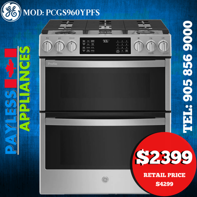 GE Gas Range PCGS960YPFS 30" Slide In Double Oven Self Clean & A, View more