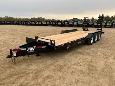 NEW 2027 SWS 24' H.D. Equipment Car Hauler Trailer Tri Axle Stand-Up Ramps w/ 2' Dovetail 3 x 7000lb...