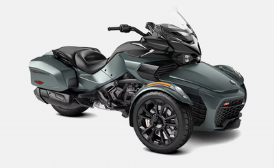 2026 Can-Am Spyder F3-T – Mineral Blue Satin Cruiser style meets touring comfort. The Spyder F3-T bl...