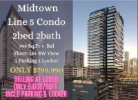 Midtown Toronto | Line 5 2B 2B with parking For ONLY $799,990