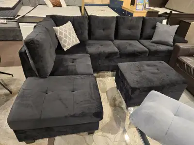 Velvet Black Sectional, View more