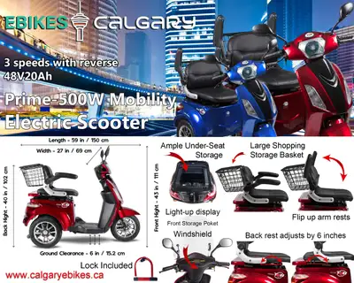 PRIME - 500W+ Electric Mobility Single Scooter Three-Speeds, View more
