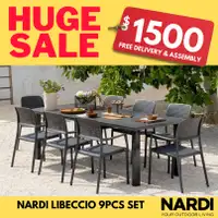 Nardi 9-piece Libeccio 87 in. x 40 in. Patio Dining Set