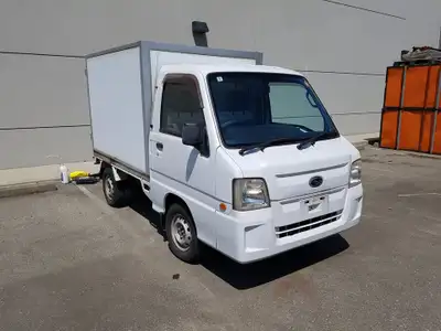 Just Arrived! Low kms, rare 2010 Subaru Sambar 4WD Manual with AC, Enclosed Cube Van. Clean, new mod...