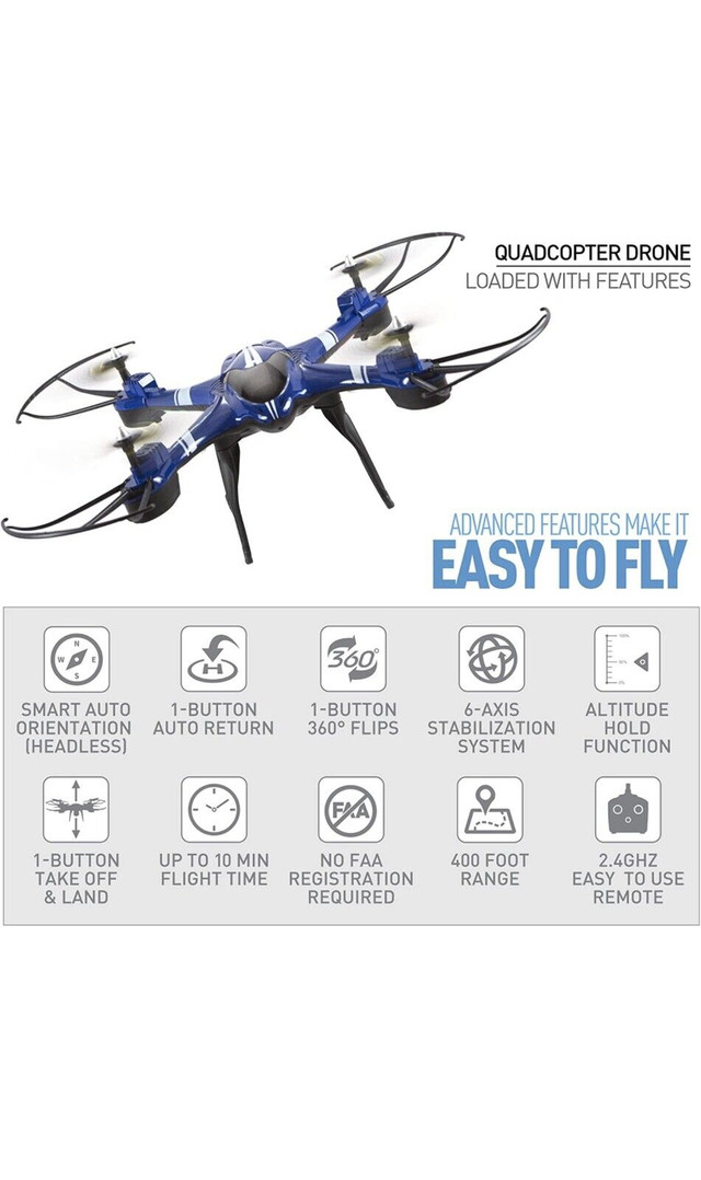 NATIONAL GEOGRAPHIC Quadcopter Drone - With 1-Button Take-Off in Toys & Games in Sarnia - Image 4