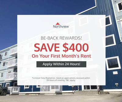 Current Promotions: Be-Back Rewards: Bring your application within 24 hours of viewing and get $400...