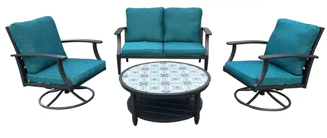 NEW 4 PCS SWIVEL OUTDOOR FURNITURE SET HAMPTON BAY 820756 in Patio & Garden Furniture in Regina - Image 3