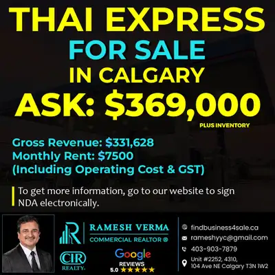 Gross Revenue: $331,628 Monthly Rent: $7,500 (Including Operating Cost & GST)