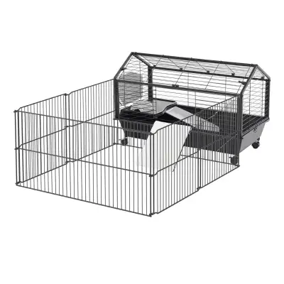 Guinea Pig Cage with Foldable Detachable Playpen, Rolling Rabbit, View more