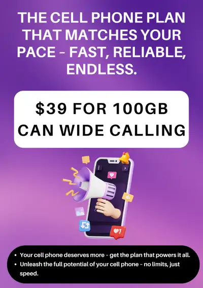 Stay connected with an amazing cell phone plan at just $39 per month! This plan offers you a generou...
