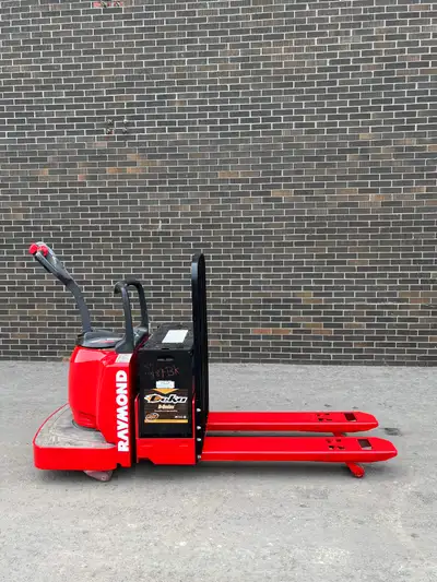 Keywords: Raymond pallet jack, electric pallet jack, ride-on pallet truck, 6,000 lbs capacity, forkl...