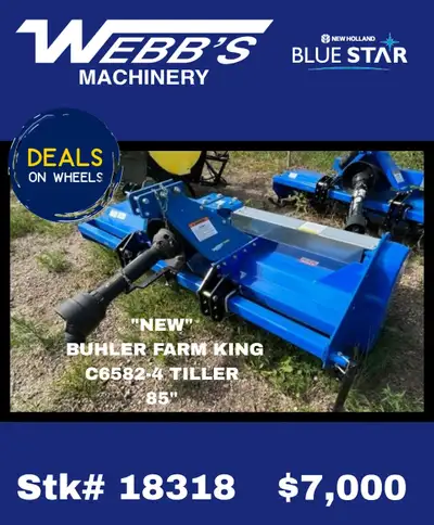 2022 Buhler Farm King C6582B-4 Tiller 85" Rotary Tiller, Webb’s Machinery — Your #1 Choice, a New Ho...