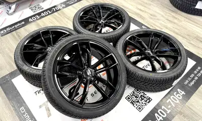Replica Audi Gloss Black Wheels and Nankang Winter Tires - Fits Audi Cars A4, S4, A5, S5 -Wheel Size...