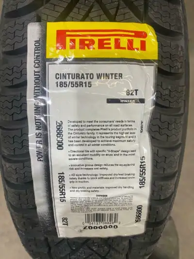 Two Brand New 185/55R15 Pirelli Cinturato Winter tires 82 T Both tires for $200 plus gst installatio...