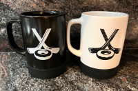 Tim Hortons Coffee Mugs Hockey Stick Donut Mugs Puck Bottom NEW!