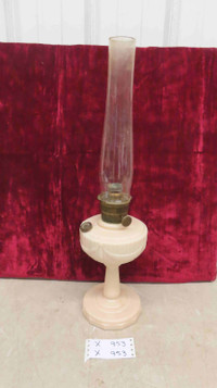 Aladdin Lamp 24.5", Milk Glass with Ribbon - Chimney in Box