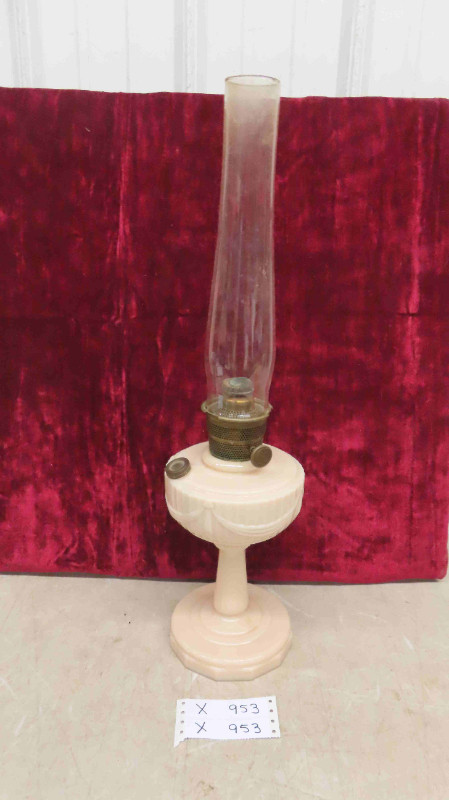 Aladdin Lamp 24.5", Milk Glass with Ribbon - Chimney in Box in Arts & Collectibles in Winnipeg