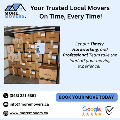 Trustworthy & Affordable Moving Specialists! Call:(343) 321-5351, View more