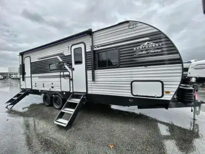 EAST TO WEST Della Terra travel trailer 241BH highlights: King Bed Double-Size Bunks with Storage Ou...