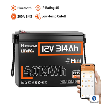 Humsienk 12V 314Ah LiFePO4 Battery Ultra Compact with 4.01kWh BT, View more