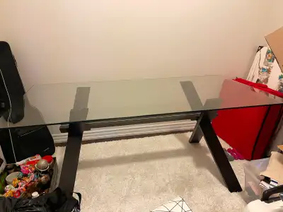 Modern Glass Dining Table 60" – Tempered Glass Top, X-Base, View more