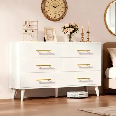 BNIB PRICE IS FIRM - Lofka 6 Double Drawers Dresser Gold Metal H, View more