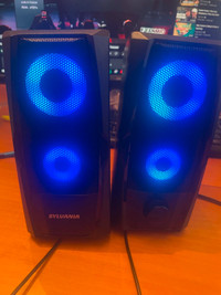Sylvania 2.0 Channel Light Up Computer Speakers - Black
