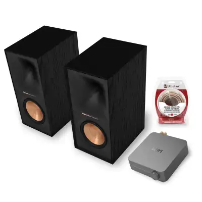 WiiM Amp, Klipsch R-60M speakers, and Ultralink Speaker Wire Kit, View more