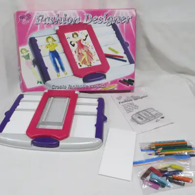 -mix and match the double sided fashion plates -fit them onto the tablet frame along with paper -use...