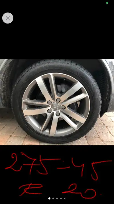 3 sets de pneus avec mags…Audi et Porche bolt pattern 5x130 Audi 275/45 R20 … pneus d’hiver 8/32…110...