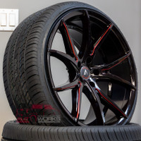 20" GLOSS BLACK with RED rims - ONLY $1250/Set - Armed STRIKE