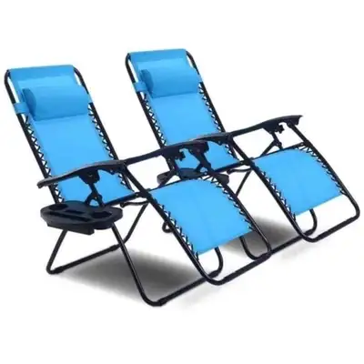 BRAND NEW - 2 Pieces Folding Lounge Chair with Zero Gravity... L, View more