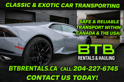 BTB Rentals & Custom Hauling specializing in transport of classic, collector and exotic cars, camper...