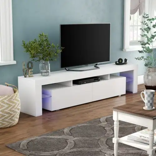 NEW HIGH GLOSS LED TV STAND WHITE / BLACK S3036 in Other in Regina - Image 7