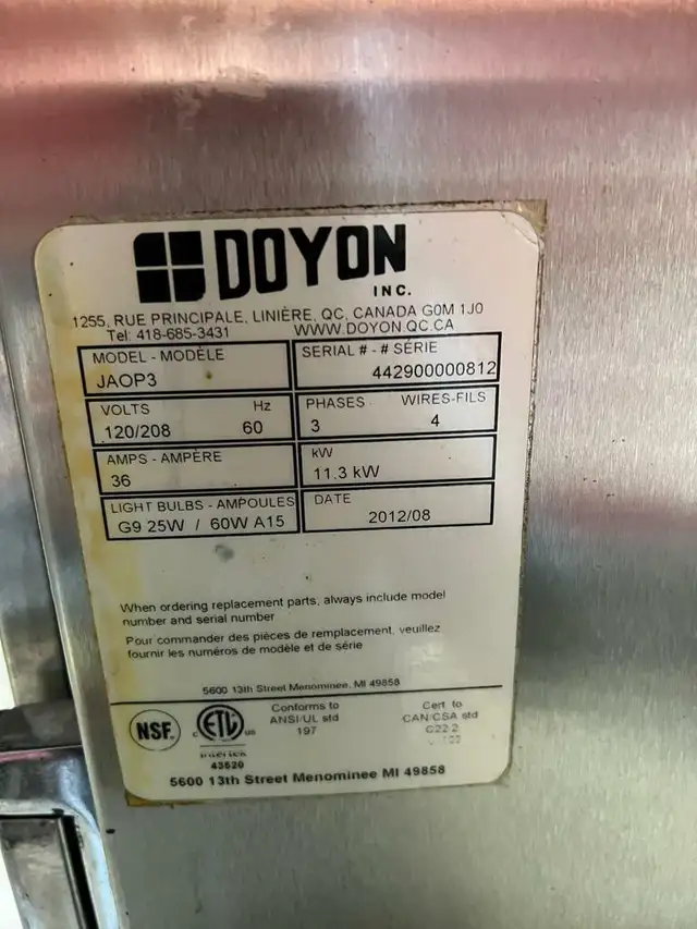 Doyon joap3 electric convection oven with steam and proofer in Industrial Kitchen Supplies in Mississauga / Peel Region - Image 6