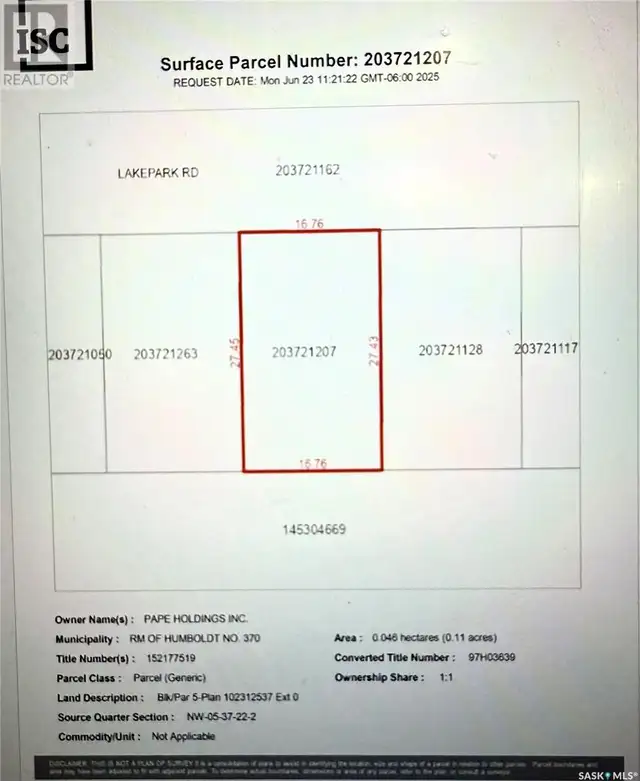5 Lakepark ROAD Humboldt Rm No. 370, Saskatchewan in Land for Sale in Saskatoon - Image 3
