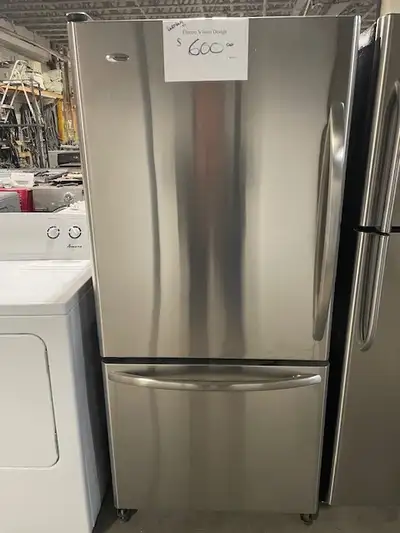 Réfrigérateur stainless 30'' congélateur en bas Amana, View more