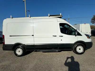 2016 Ford Transit Cargo Van Medium Roof 148 WB with 3.7L V6 engine, roof rack, shelves inside, auto...