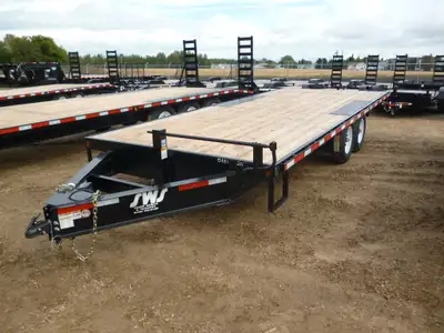 NEW 2025 SWS 20' Deck Over Wheel Trailer Tandem Axle Pull Out Ramps 2 x 7000lb EZ Lube Axles w/ Elec...