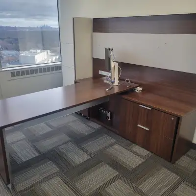 Teknion Expansion Executive L-Shape Office Suite Electric Sit-Stand Desk | $750 Each Upgrade your ex...
