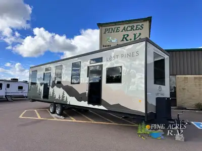 Forest River Lost Pines destination trailer HEMLOCK highlights: Large Island with Chairs Vixenite Sl...