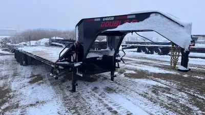 2026 Double A GHB208-28 23' deck plus full ramps - spring assist / lock down Powder Coated Arctic wi...