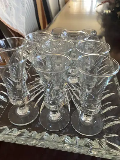 18 crystal shot glasses with tray, View more