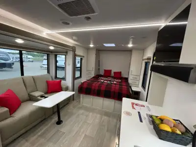 EAST TO WEST Alta travel trailer 1900MMK highlights: Queen Murphy Bed Shower Skylight Pass-Through S...