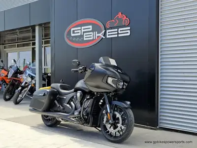 2026 Indian Motorcycle Challenger Dark Horse Black Smoke Featuring a chassis-mounted fairing, blacke...