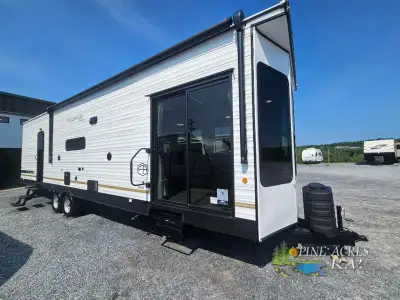 Forest River Wildwood Lodge destination trailer 353FLFB highlights: Two Recliners Front Bay Window B...